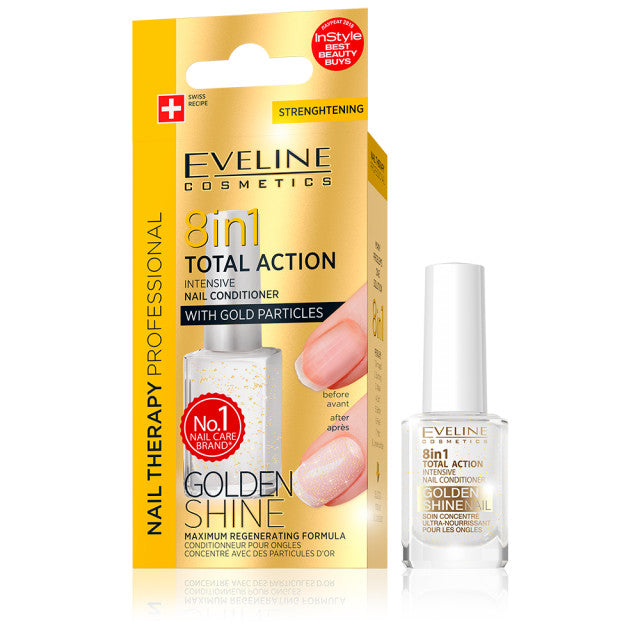 Tratament pentru Unghii Eveline 8in1 Total Action Golden Shine 12ml