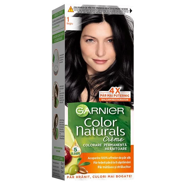 Garnier Color Naturals Vopsea de Par Permanenta, 1 Negru