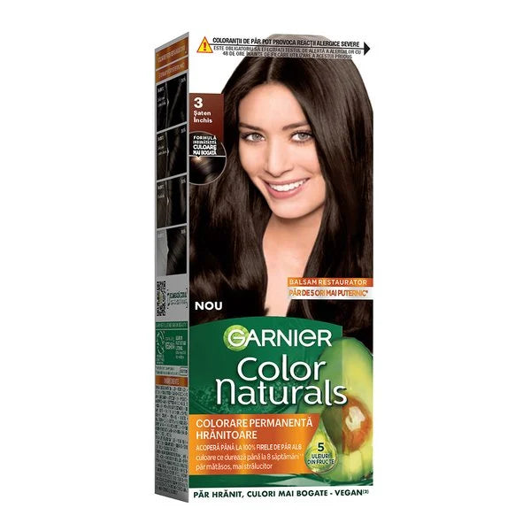 Garnier Color Naturals Vopsea de Par Permanenta, 3 Saten Inchis